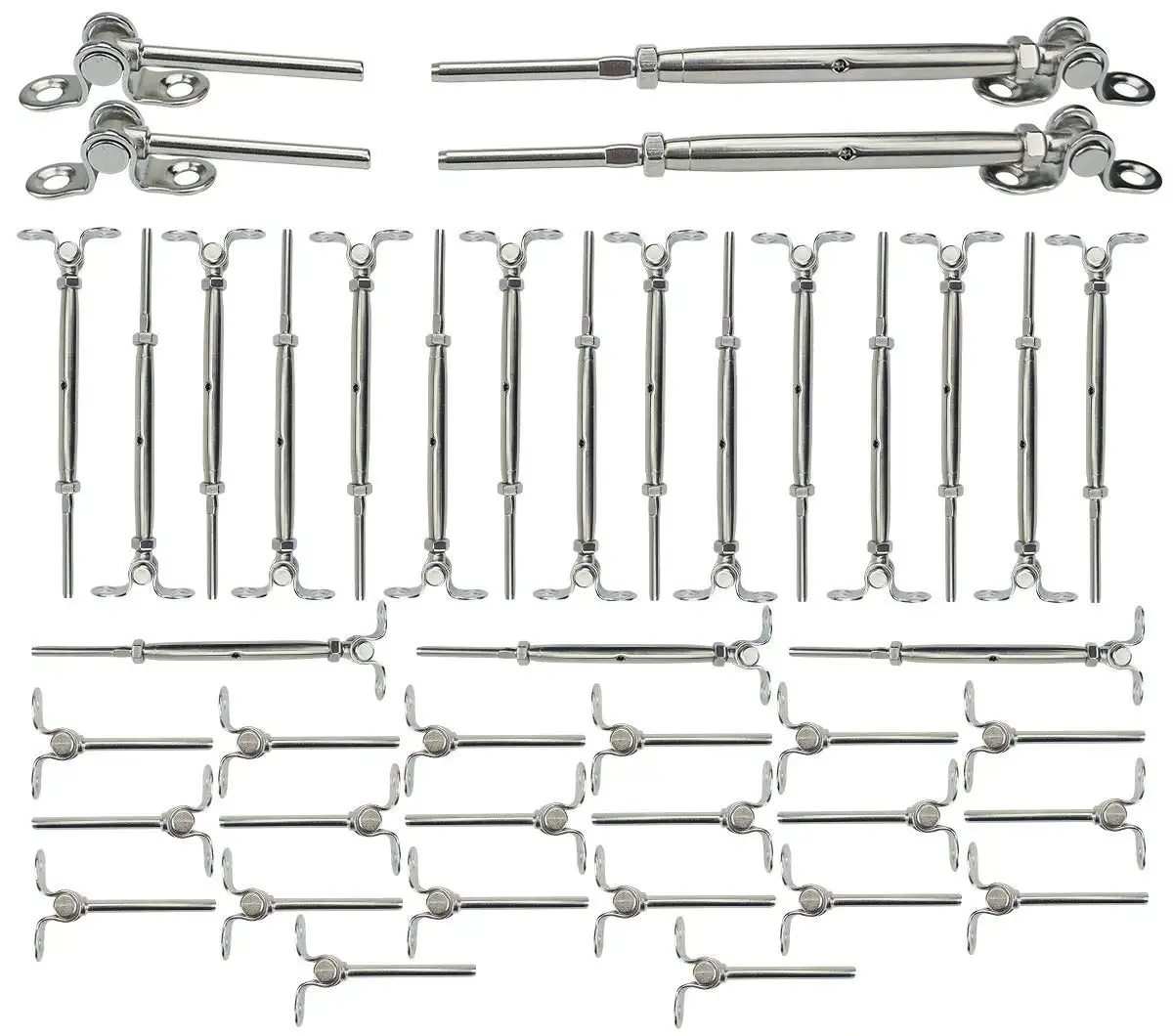 Kit de herramientas de barandilla de Cable de 1/8 pulgadas, bastoncillo ajustable 180, tensor, 10 pares