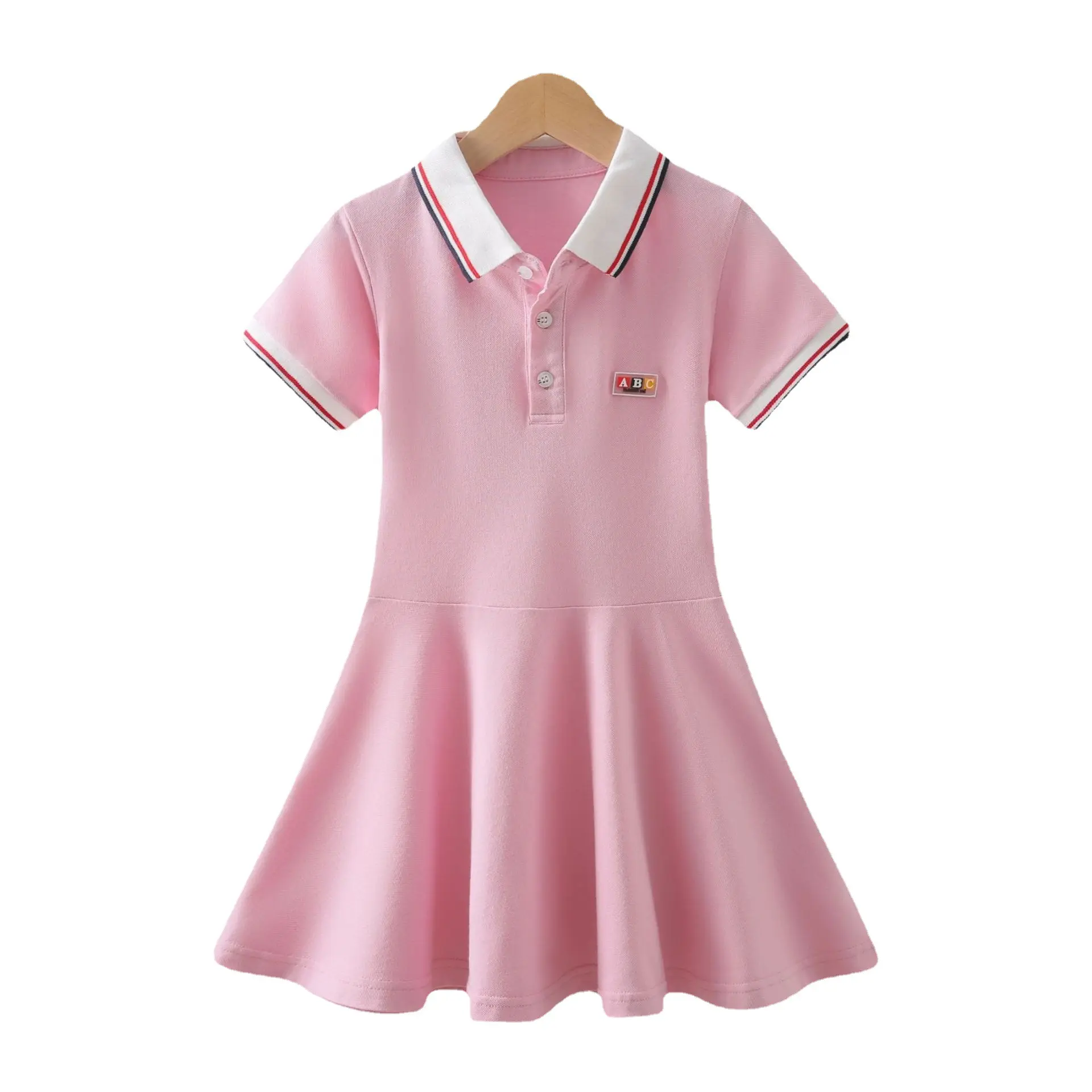 女の子半袖制服綿快適なドレス子供の女の子のためのキッズピケポロドレス