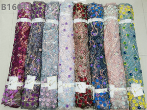 Tissu de broderie en maille, tissu de dentelle perlé de luxe fait à la main pour la mariée - Product Image 3