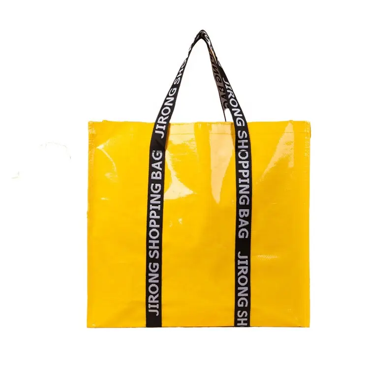 Bolso de compras laminado de gran tamaño tejido PP, bolso de compras ecológico laminado para viajes con logotipo impreso
