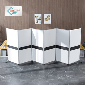 Portable Office and School Room <strong>Division</strong> Folding Screen Foldable Divider Partition with Wheels - Product Image 2