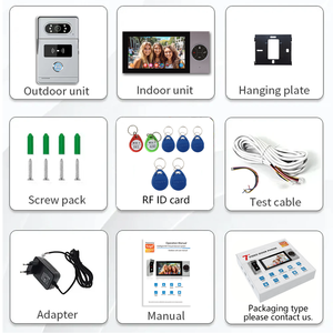 Sistema de intercomunicación de cuatro cables con timbre de vídeo con pantalla a color de 7 pulgadas, adecuado para videoportero residencial de apartamento de Villa