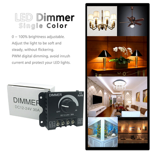 30A LED Knob <strong>Dimmer</strong> DC 12V 24V Single Color Strip Light <strong>PWM</strong> Signal Dimming <strong>Controller</strong> Iron Shell With RF Wireless Remote Control - Product Image 5