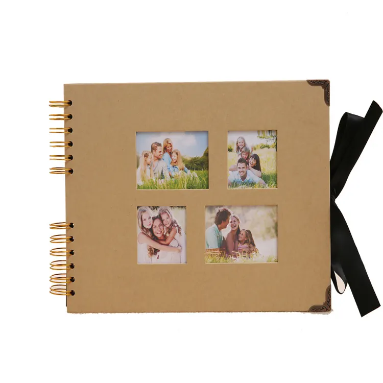 29.5*21cm 80 Page DIY Photo Albums mit 4 Photos Windows Kraft und Black Covers Available Black Page Handmade Scrapbooking Ideas