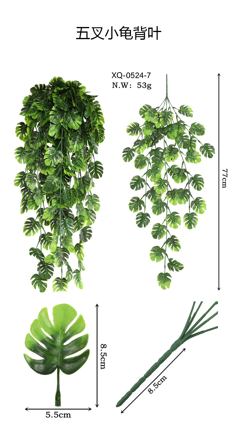 Tenture murale de feuille de Monstera miniature à cinq volets