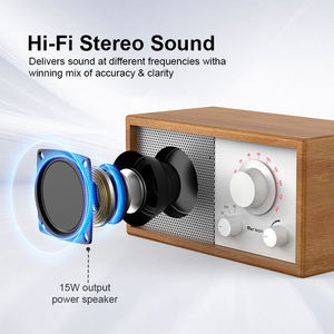 新设计的家庭音频系统，带BT 5.0控制便宜的木制TWS无线扬声器和低音扬声器优质音质 - Product Image 3