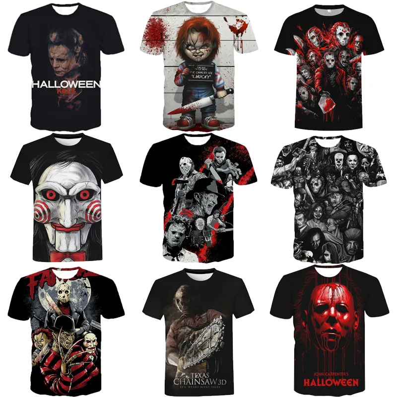 Horrorfilme 3D-gedrucktes T-Shirt für Männer Kurzarm-T-Shirts von Männern Benutzer definierte All Over Print OEM ODM T-Shirts Shirt