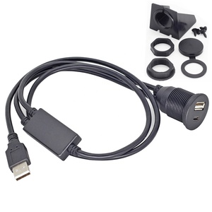 Car Dash Flush Mount USB A y USB C 2 en 1 puertos USB macho a tipo C hembra cable de extensión cargador de coche ENTRADA DE Audio - Product Image 6