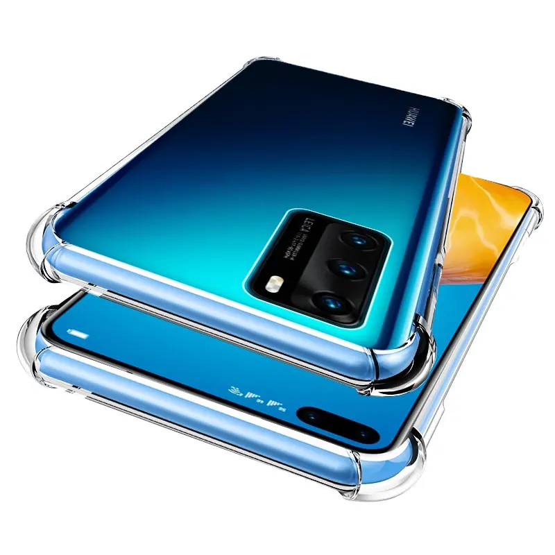 Capa transparente de silicone, capa à prova de choque para huawei p40 p50 pro plus p30 p20 p10 lite mate 40 30 20 10