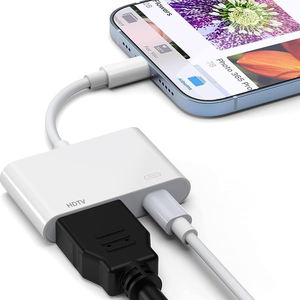 带USB L充电端口的USB L至高清电视适配器1080P屏幕转换器，与投影仪/显示器兼容的iPhone至高清电视适配器 - Product Image 1