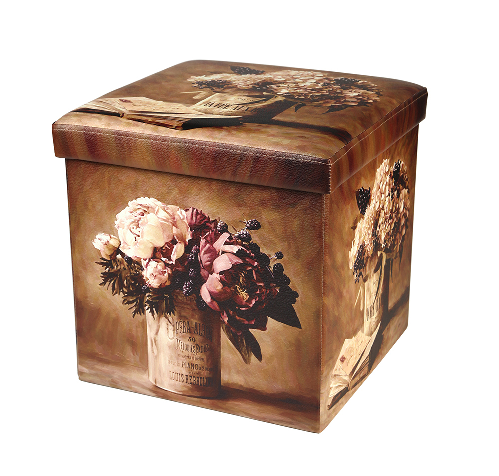 retro floral designs foldable stool high quality ottoman leather storage ottoman and new pouf chair living room