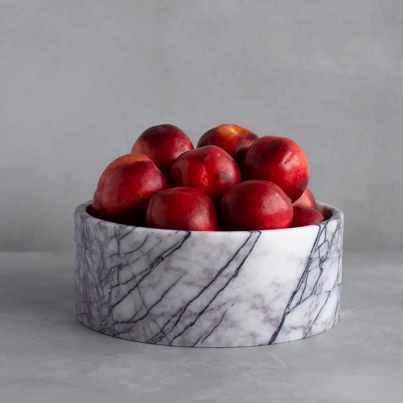 Ciotola di frutta in marmo caramelle e insalata prezzo di fabbrica multifunzionale portafrutta rotonda in marmo ciotola di frutta