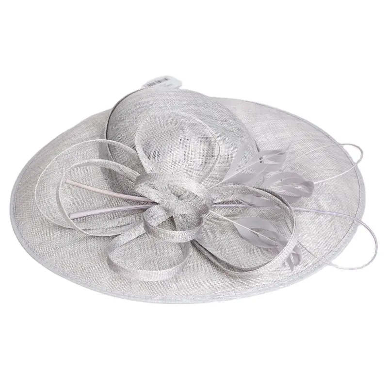 Sinamay base sinamay loops fascinator venta al por mayor en satén diadema pluma sinamay fascinators sombrero de tul