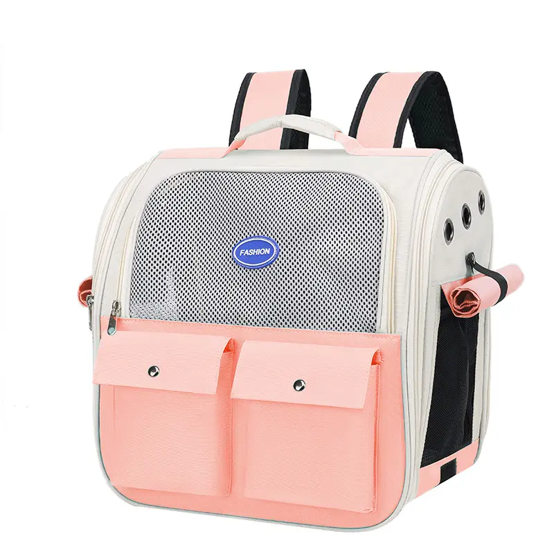 Tas bahu lipat portabel, tas pembawa hewan peliharaan anjing kucing dapat dilipat perjalanan luar ruangan