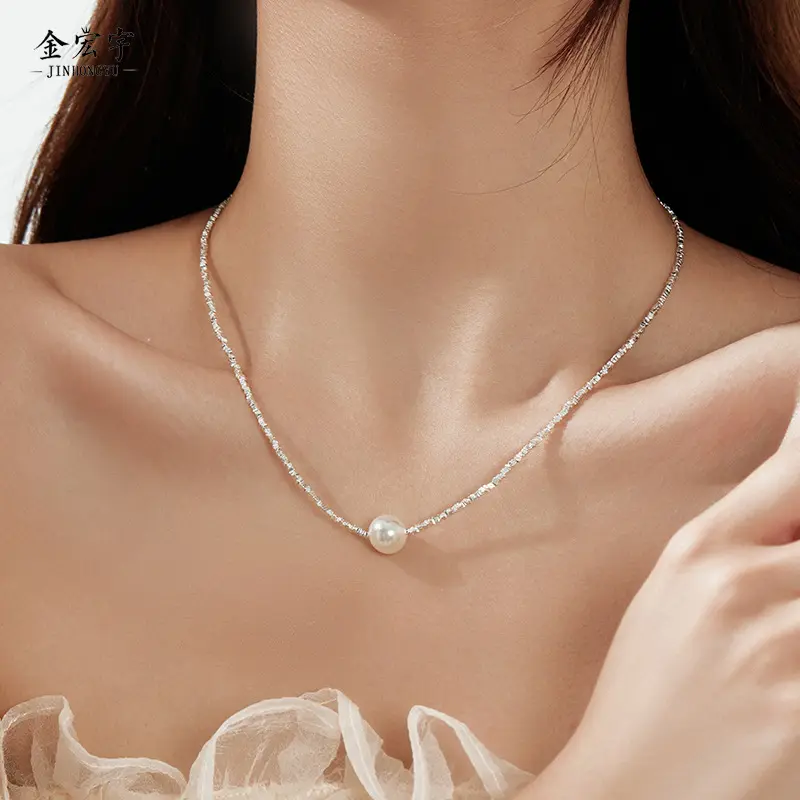 Минималистская необычная мода ювелирные изделия 925 стерлингового серебра пресноводный жемчуг ожерелье для женщин