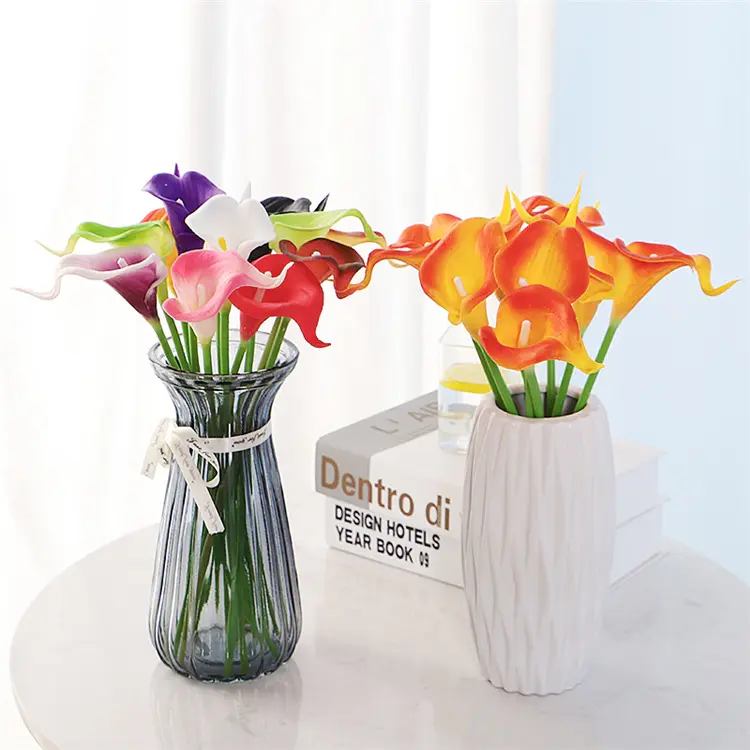 Дешевые оптовые PU calla lily для дома свадьба украшение искусственные растения и цветы