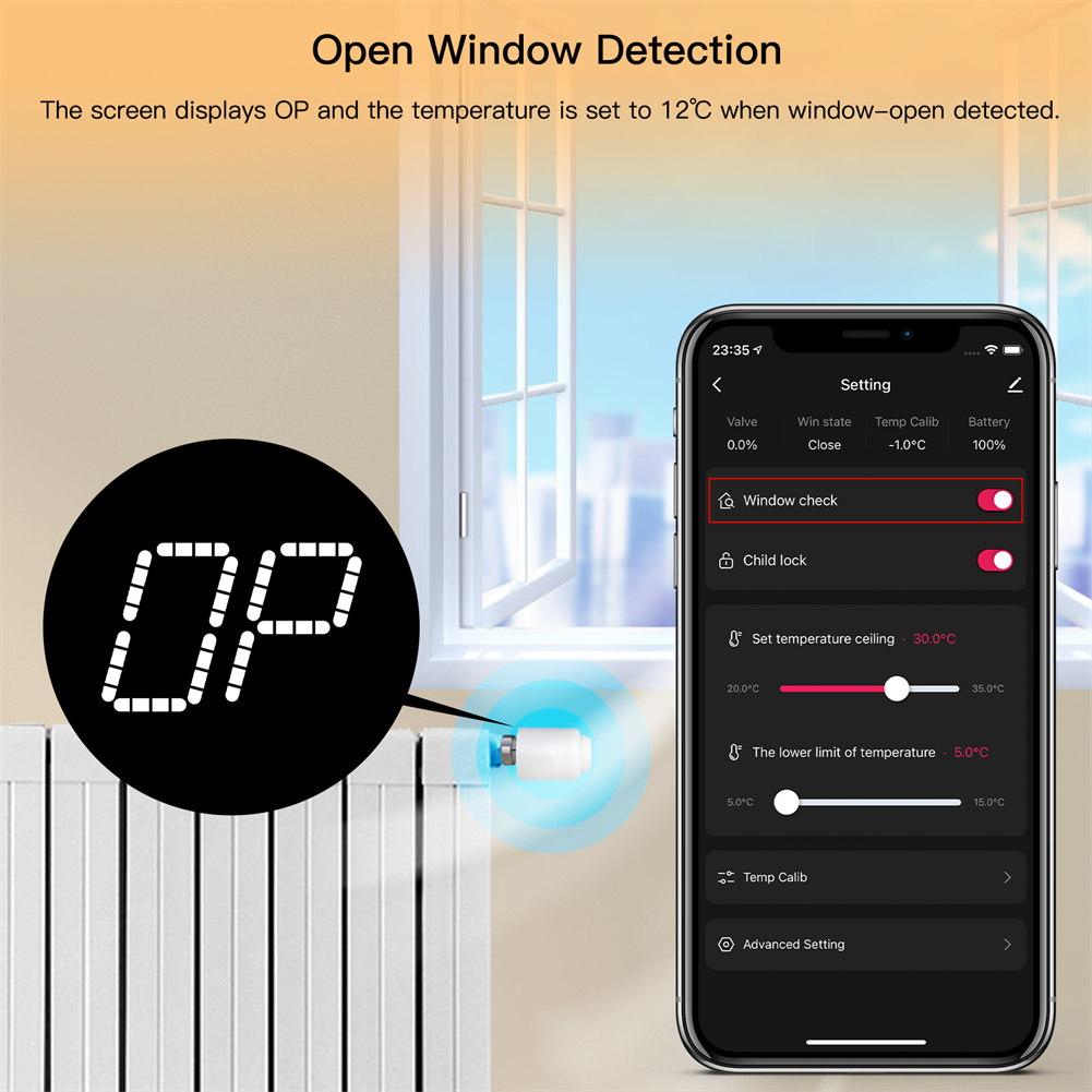TRV ZigBee Smart Wi-Fi LED Segment Screen Tuya Wireless Digital Thermostatic Radiator Valve Smart Radiator Thermostat Valve