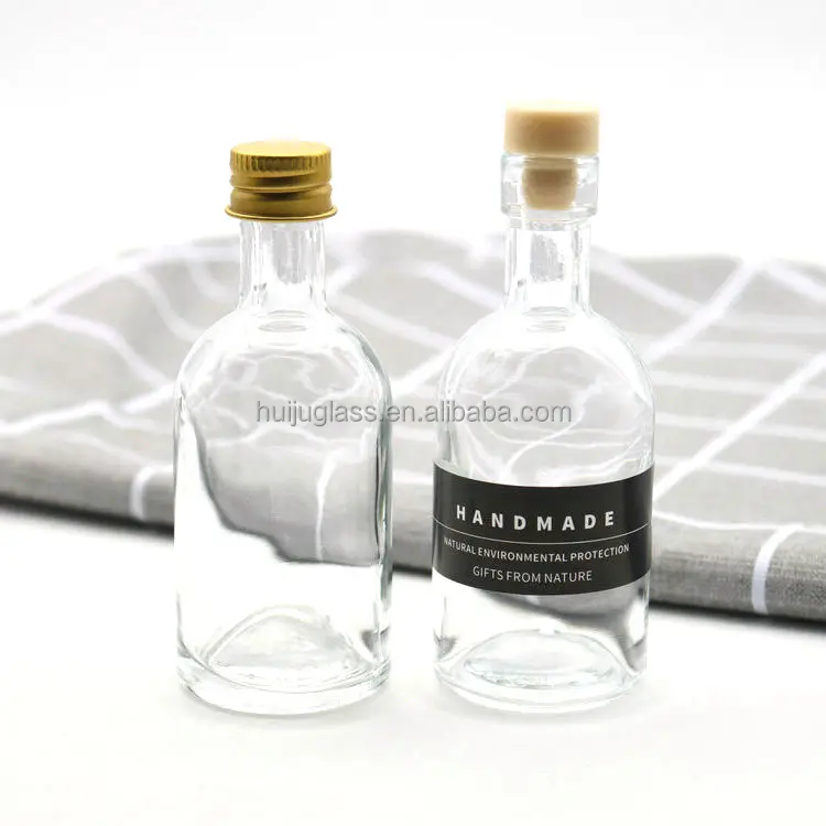 Bottiglia di vetro di whisky da 50ml con tappo in sughero a T ed etichetta personalizzata