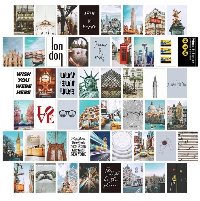 Paisaje paisaje 50 postales Indie habitación decoración arte pared Collage Kit imágenes estéticas