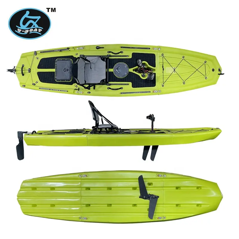 Bateau en U, kayak de mer simple, canoë en plastique, bateau de pêche à trois sections, bateau à rames