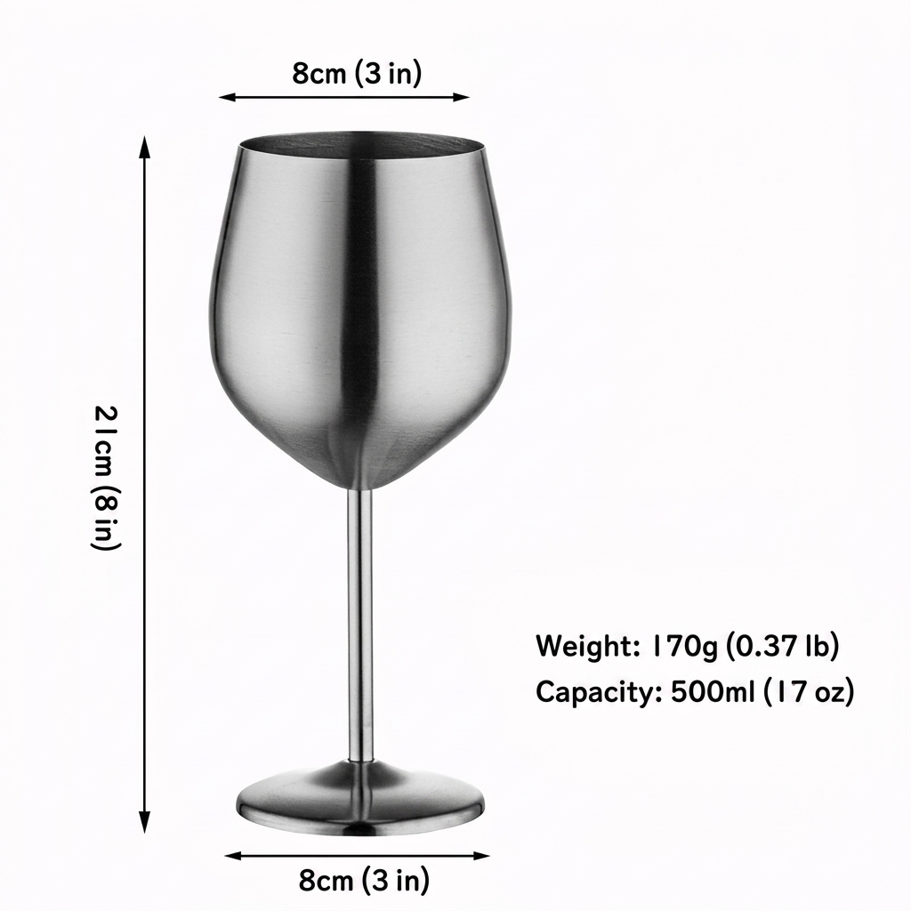 550ml red wine glass-mirror silver