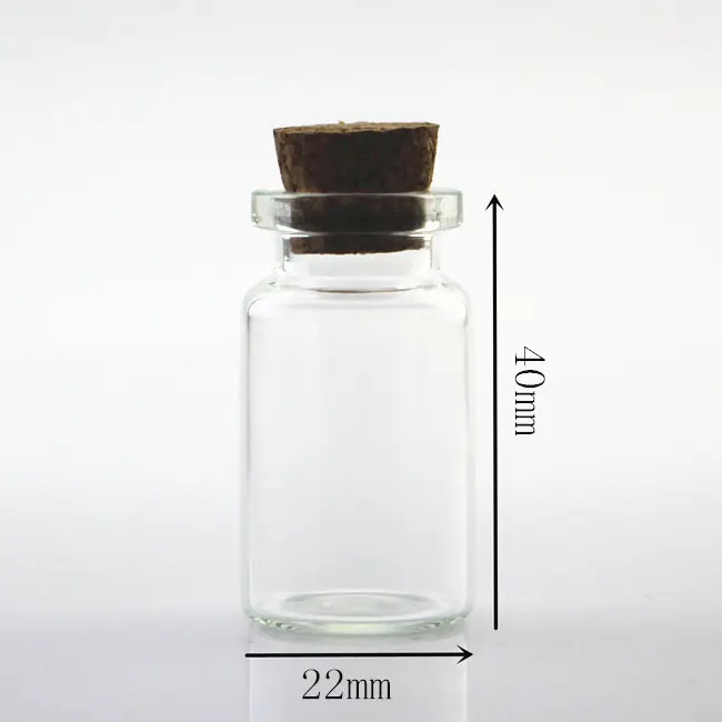 Flacon en verre transparent de 5ml 7ml 8ml 22*40mm 10ml avec bouchon en liège en bois pour bouteille de souhait/petites bouteilles de dérive/bouteille cadeau