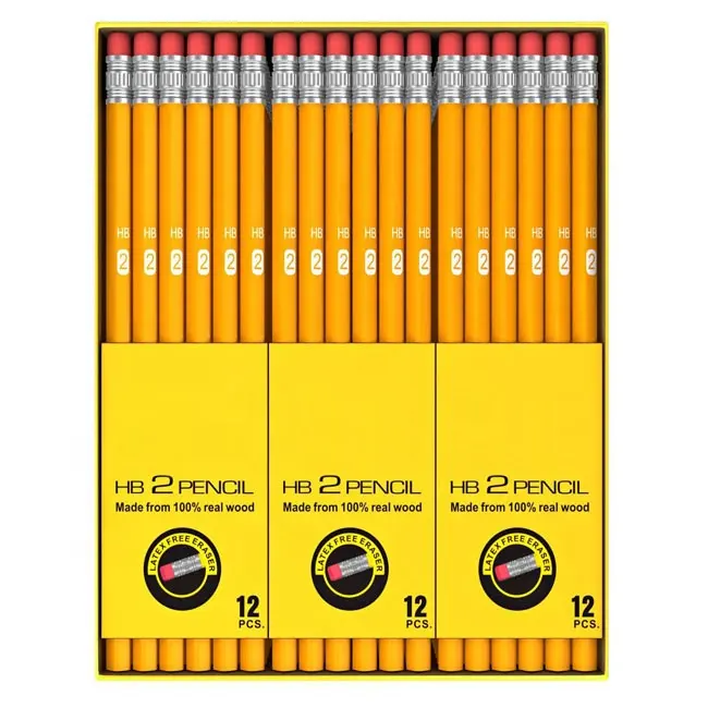 Murah Disesuaikan 2 # Pensil HB Pensil Kuning dengan Penghapus