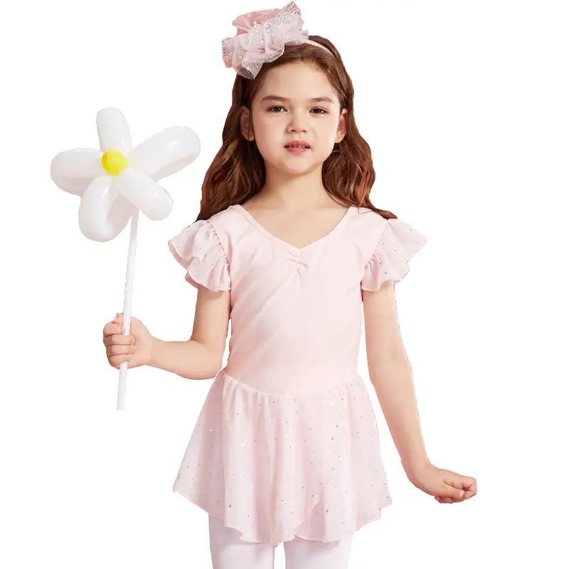 Pds949 Venta al por mayor de alta calidad baratos niños práctica desgaste algodón Spandex Ballet vestido para niñas