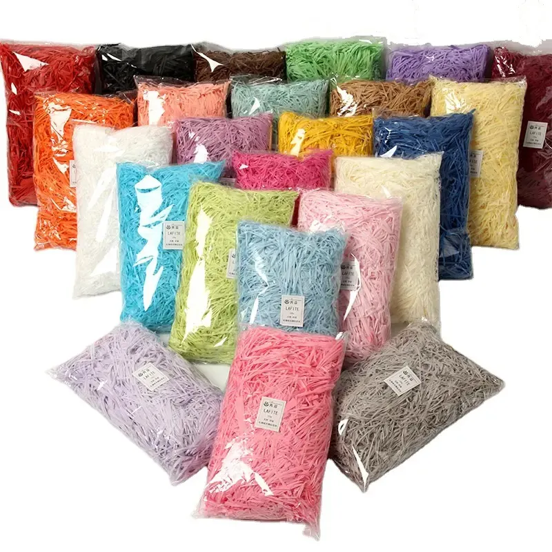 20G 50G 100G Raffia Kleurrijk Versnipperd Rimpelpapier Voor Diy Bruiloft Huwelijk Geschenkdoos Vulmateriaal