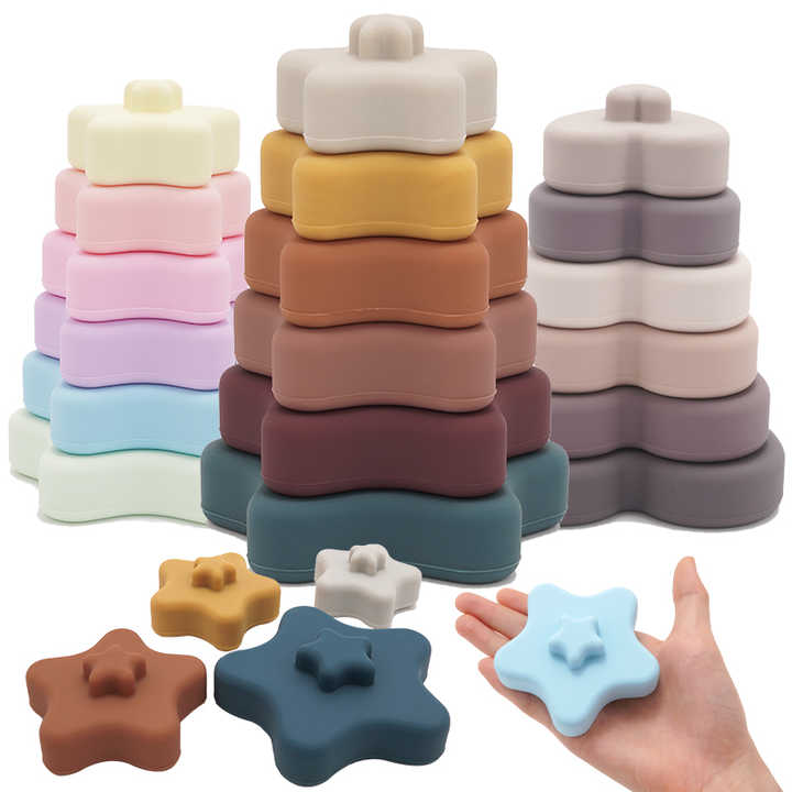 Silikon Star Toy Stack Stapeln Sandy Beach Kinderspiel zeug Baby Beißring Spielzeug Bausteine