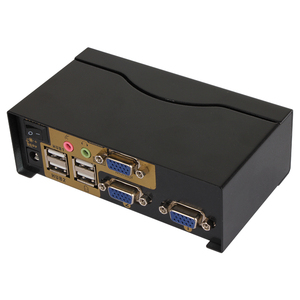 VCOM 2 entradas 1 salida HD Video 1080P VGA KVM Switch con Audio IR Remote para computadora dual para monitorear proyector