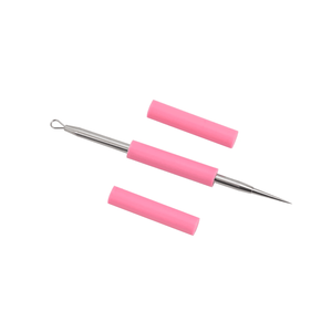 1pc 2-in-<strong>1</strong> Pink Silicon Tube Loop Pimple Extractor Popper Tool Acne Removal and Treatment <strong>Needle</strong>