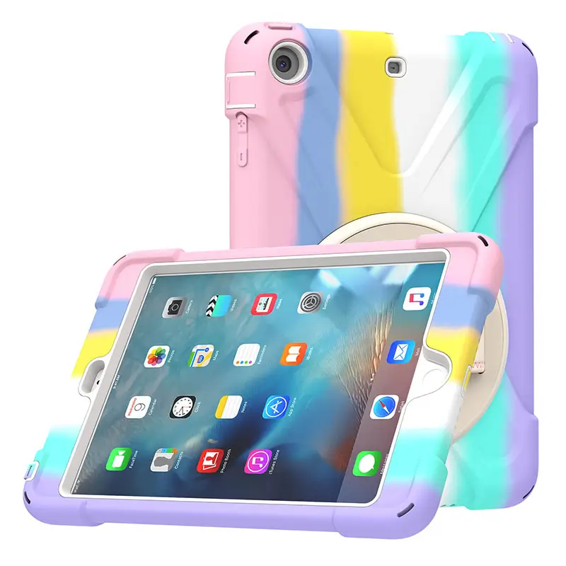 Darbeye ağır silikon çocuklar Tablet kılıfı koruyucu kapak için Kickstand ile iPad mini 1 2 3 kılıf