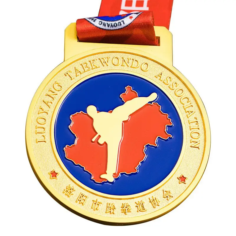 Nobao-Herstellung individueller harter weicher Emaille-Großhandel-Metall-Kämpferkunst Taekwondo Karate Taekwon Sport-Ausweis Medaille mit Band