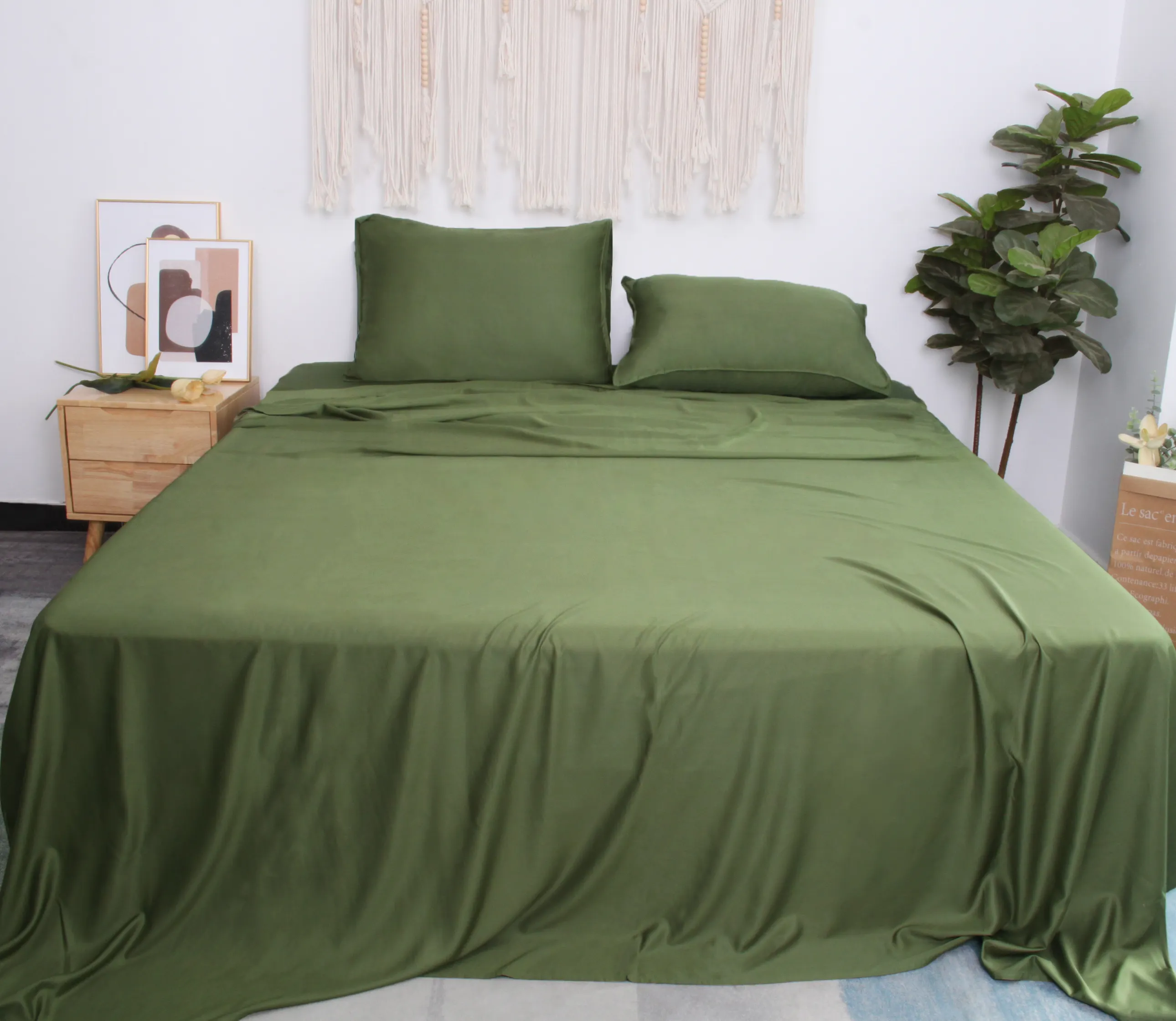 High quality Bamboo Bed Sheet set 100% Organic bamboo bedding set Soft Cooling Anti-bacterial