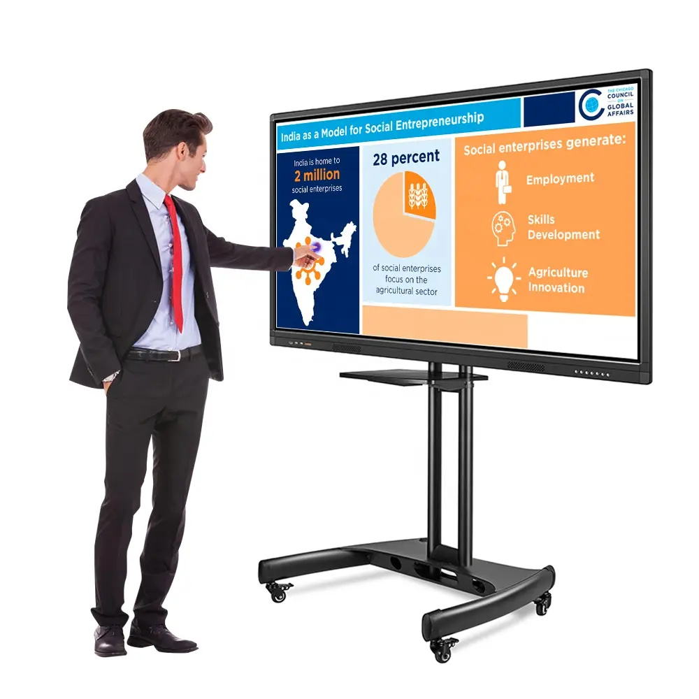 Low Price 65inch 4K Resolution Infrared Multi Touch Screen Smart Interactive Whiteboard All in One Conference