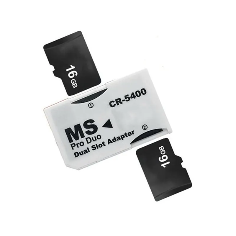 Adaptador de cartão de memória cr5400, micro sd tf, cartão flash para memória, bastão ms pro duo para psp card dual 2 slot adaptador