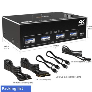 10PCS KVM Switch 2 Monitors 2 Computers USB 3.0 HD MI DP KVM Switcher 4K 60Hz HD Supports <strong>Keyboard</strong> and Mouse Monitor - Product Image 5