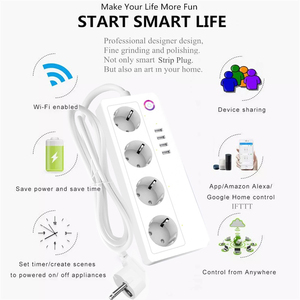 Toma de corriente múltiple con 4 compartimentos y 4 puertos USB, protección contra sobretensiones e interruptor, tira de Alimentación inteligente con wifi para la UE