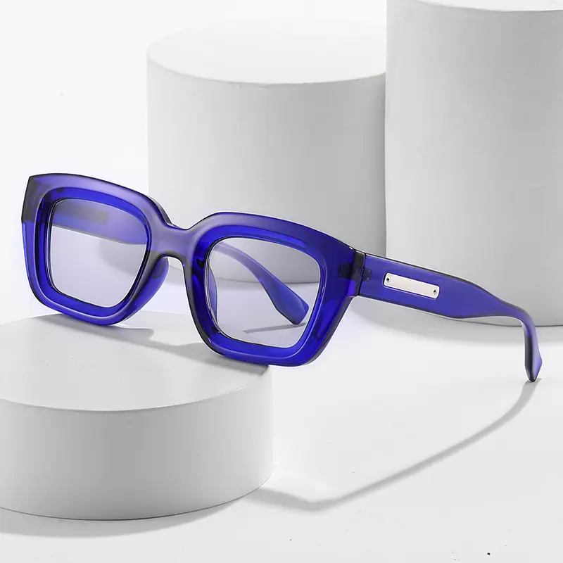 2023 작은 사각 선글라스 남여 공용 가파스 두꺼운 프레임 직사각형 선글라스 드 솔 트렌디 PC 성인 아크릴 투명 선글라스
