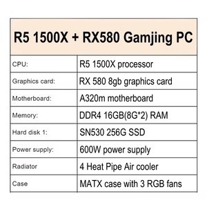 Rx 580 grafik kartı ram 16g 256gb ssd officegaming masaüstü bilgisayar bilgisayar ile Rebuilt oyun pc R5 1500X - Product Image 2