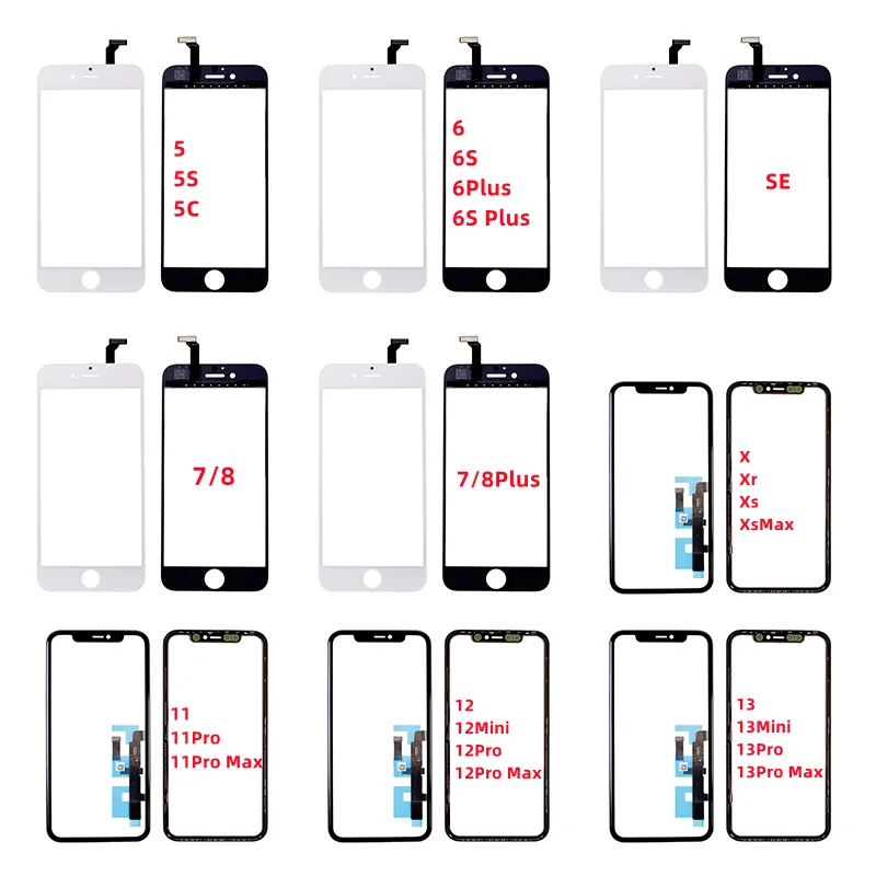 Mobile Phone Touch Screen for iPhone 5 5S 6 6S 7 8 Plus for iPhone X Xs Xr 11 12 13 Pro Max Screen Touch Digitizer Replacement