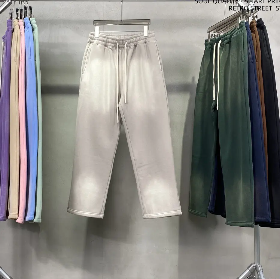 Осень-зима, новый продукт, 360 г, окрашенные распылением Изношенные мужские брюки с белой стиркой и изношенными повседневными брюками