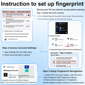 Windows Hello Touch ID USB Dispositivo de huellas dactilares para Windows Hello Unlock - Laptop Desktop Computer Sing-In Stock - Product Image 6