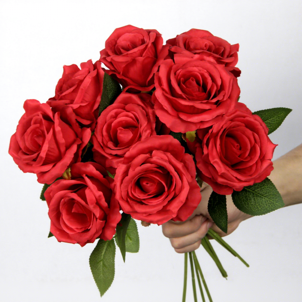 Rosa crema roja de una sola cabeza / unidad