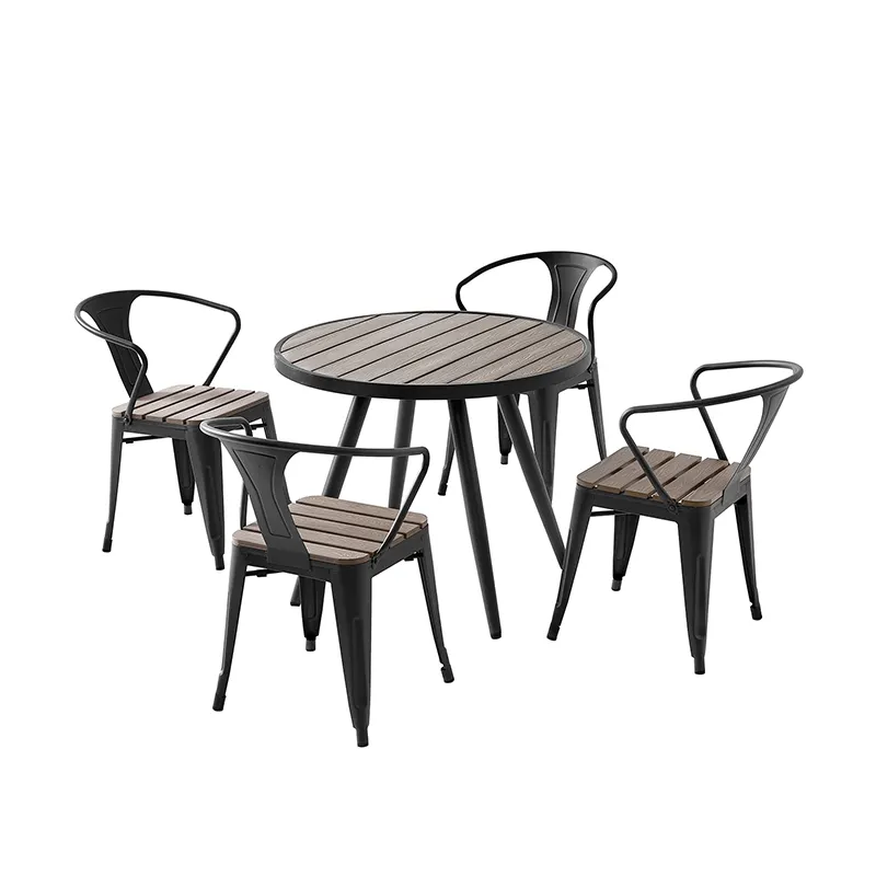 Modern lüks açık yemek mobilyaları plastik ahşap yemek sandalyesi balkon Bistro veranda sandalyeler ahşap bahçe sandalye