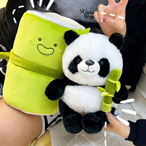 批发定制可爱熊猫公仔新款竹子熊猫毛绒玩具魔术竹子熊猫儿童玩具毛绒玩具