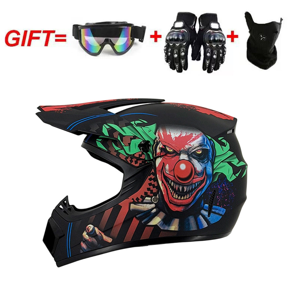Guantes con máscara de espejo estilo payaso, negro mate.