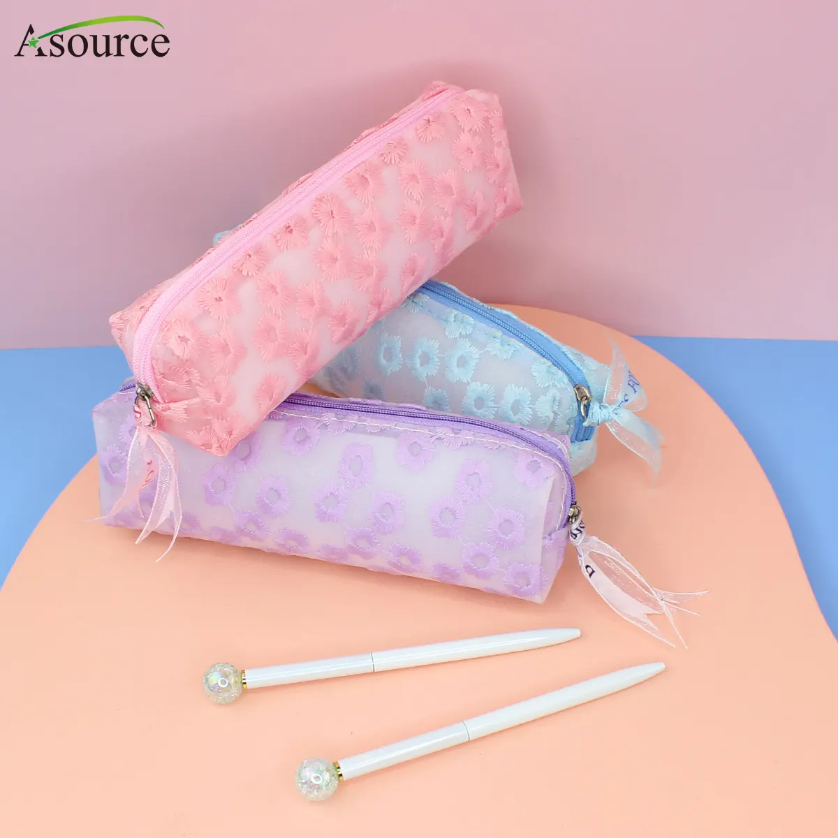 New Arrival Flower Pencil Pouch Stationery Pencil Case with Zipper