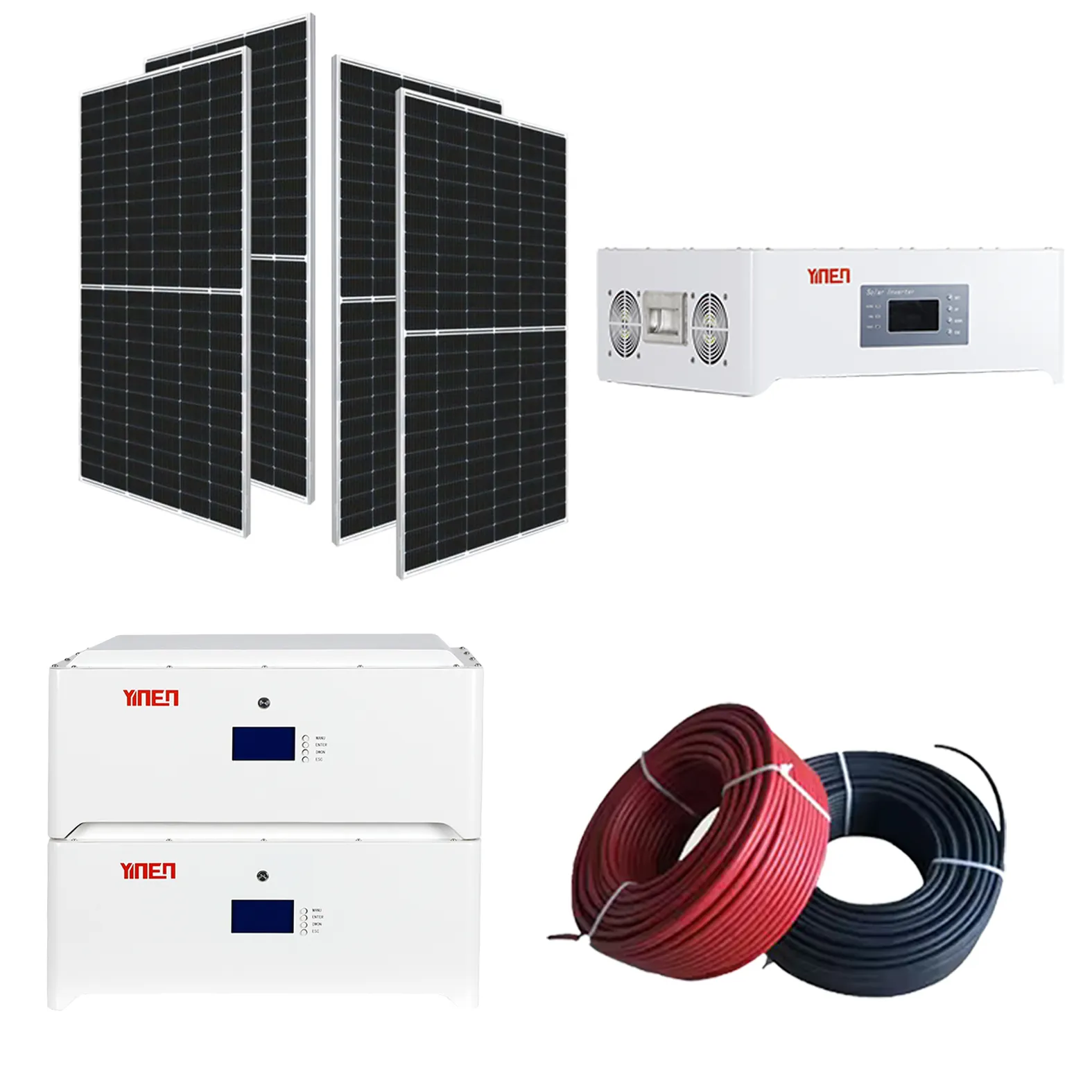 Sistema de energía solar para el hogar híbrido Kit completo de panel solar apilable de 5KW 10KW 20KW con batería de iones de litio